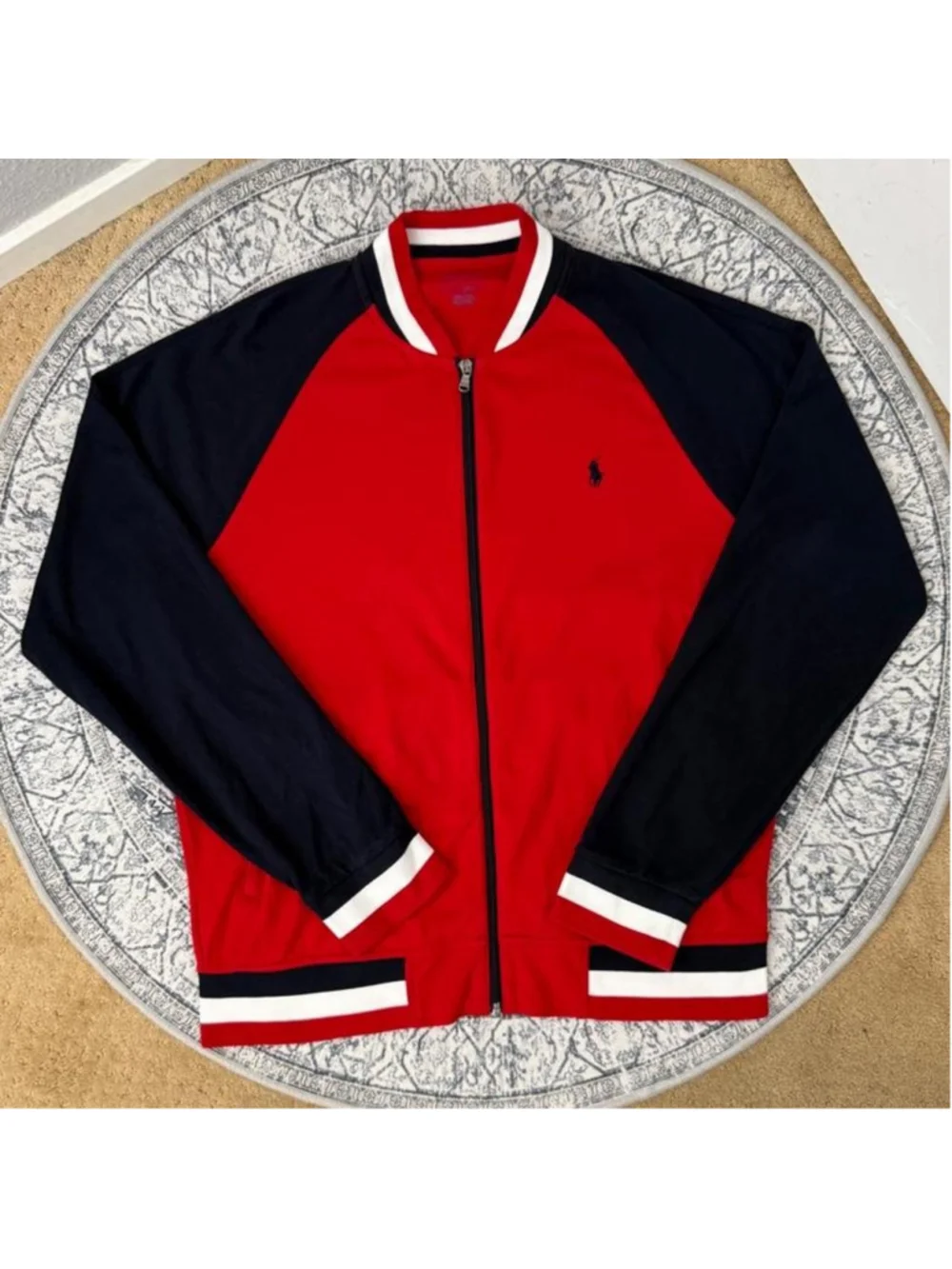 Polo Ralph Lauren red & navy blue Baseball Jacket - Size L